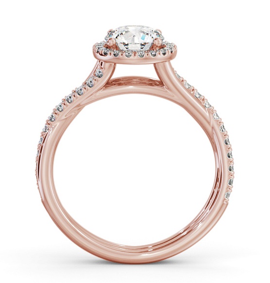 Halo Round Diamond Crossover Band Engagement Ring 18K Rose Gold ENRD244_RG_THUMB1 