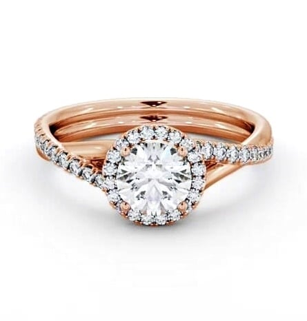 Halo Round Diamond Crossover Band Engagement Ring 9K Rose Gold ENRD244_RG_THUMB2 