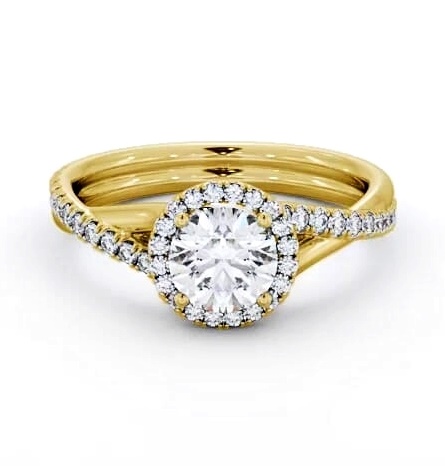 Halo Round Diamond Crossover Band Engagement Ring 9K Yellow Gold ENRD244_YG_THUMB2 