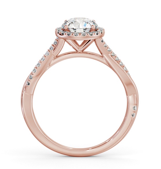 Halo Round Diamond Crossover Band Engagement Ring 9K Rose Gold ENRD245_RG_THUMB1 