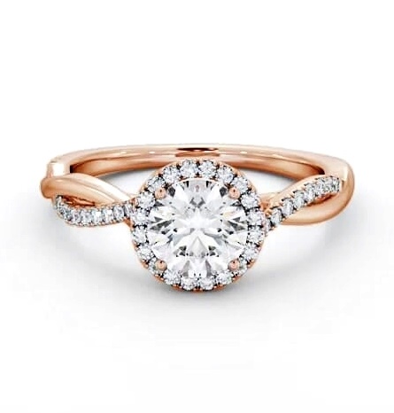 Halo Round Diamond Crossover Band Engagement Ring 18K Rose Gold ENRD245_RG_THUMB2 