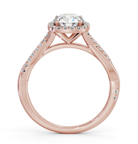 Halo Round Diamond Crossover Band Engagement Ring 18K Rose Gold ENRD246_RG_THUMB1 