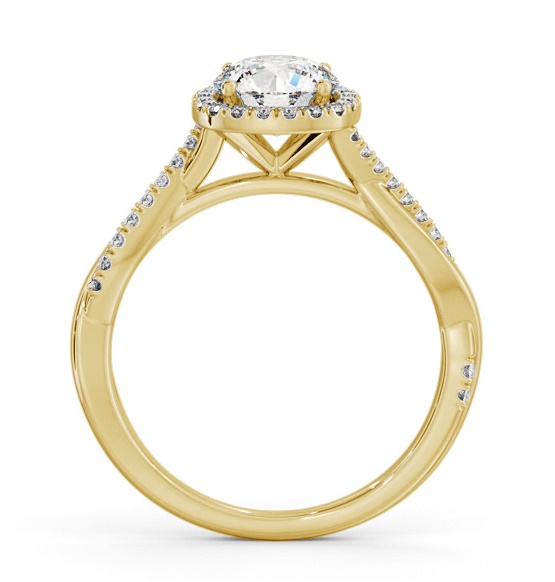 Halo Round Diamond Crossover Band Engagement Ring 9K Yellow Gold ENRD246_YG_THUMB1 