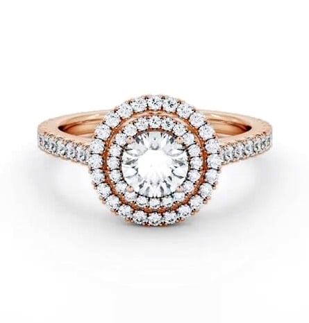 Double Halo Round Diamond Engagement Ring 18K Rose Gold ENRD247_RG_THUMB1