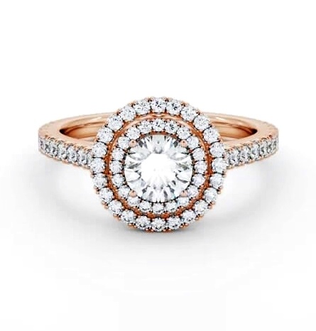 Double Halo Round Diamond Engagement Ring 9K Rose Gold ENRD247_RG_THUMB2 