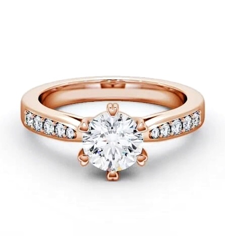 Round Diamond 6 Prong Engagement Ring 18K Rose Gold Solitaire ENRD26S_RG_THUMB2 