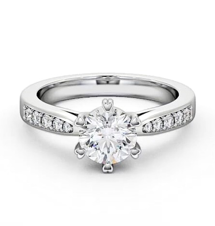 Round Diamond 6 Prong Engagement Ring Palladium Solitaire with Channel ENRD26S_WG_THUMB2 