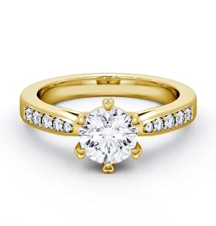 Round Diamond 6 Prong Engagement Ring 18K Yellow Gold Solitaire ENRD26S_YG_THUMB2 