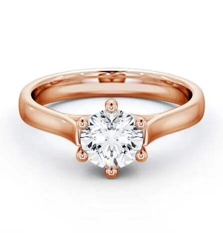 Round Diamond Raised Band Engagement Ring 18K Rose Gold Solitaire ENRD27_RG_THUMB2 