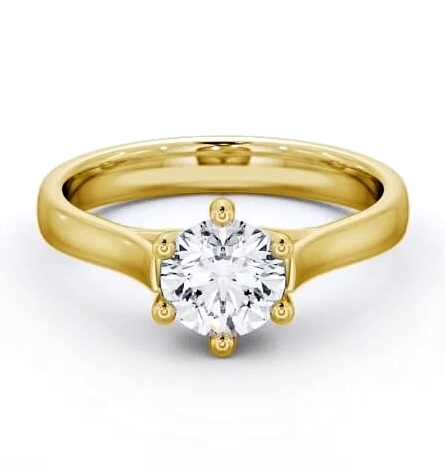 Round Diamond Raised Band Engagement Ring 18K Yellow Gold Solitaire ENRD27_YG_THUMB2 