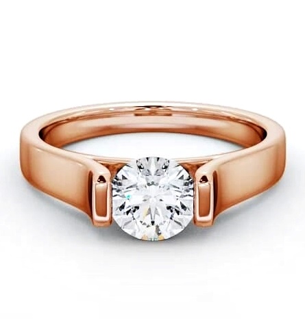 Round Diamond Wide Tension Set Engagement Ring 18K Rose Gold Solitaire ENRD37_RG_THUMB1