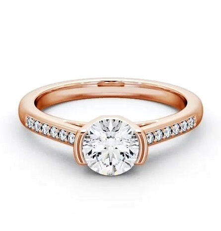 Round Diamond Tension Set Engagement Ring 18K Rose Gold Solitaire ENRD39S_RG_THUMB1