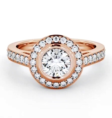 Halo Round Diamond Bezel Set Engagement Ring 18K Rose Gold ENRD44_RG_THUMB2 