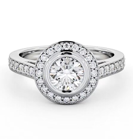 Halo Round Diamond Bezel Set Engagement Ring 18K White Gold ENRD44_WG_THUMB2 