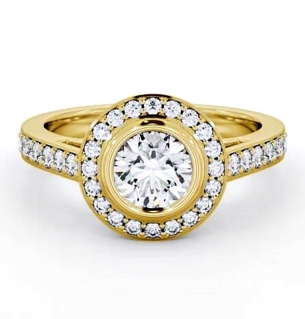 Halo Round Diamond Bezel Set Engagement Ring 9K Yellow Gold ENRD44_YG_THUMB2 