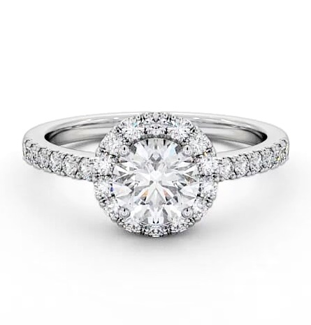 Halo Round Diamond Raised Centre Engagement Ring Platinum ENRD46_WG_THUMB2 