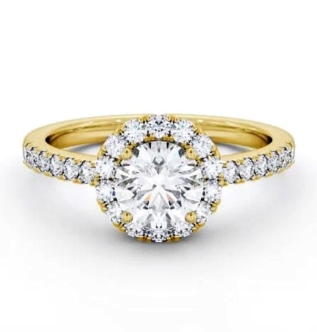 Halo Round Diamond Raised Centre Engagement Ring 18K Yellow Gold ENRD46_YG_THUMB2 