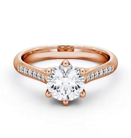 Round Diamond Trellis Style 6 Prong Ring 9K Rose Gold Solitaire ENRD53S_RG_THUMB2 