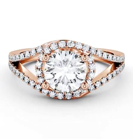 Halo Round Diamond Split Band Engagement Ring 18K Rose Gold ENRD60_RG_THUMB2 