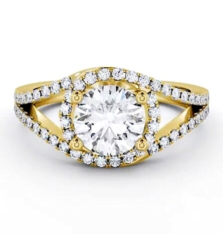 Halo Round Diamond Split Band Engagement Ring 18K Yellow Gold ENRD60_YG_THUMB2 