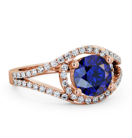 Halo Blue Sapphire and Diamond 1.94ct Ring 9K Rose Gold ENRD60GEM_RG_BS_THUMB1