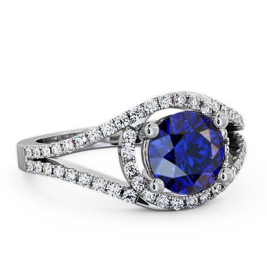 Halo Blue Sapphire and Diamond 1.94ct Ring 18K White Gold ENRD60GEM_WG_BS_THUMB2 