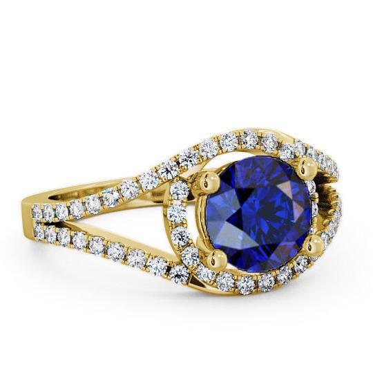 Halo Blue Sapphire and Diamond 1.94ct Ring 18K Yellow Gold ENRD60GEM_YG_BS_THUMB1