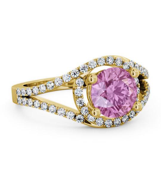 Halo Pink Sapphire and Diamond 1.94ct Ring 18K Yellow Gold ENRD60GEM_YG_PS_THUMB1