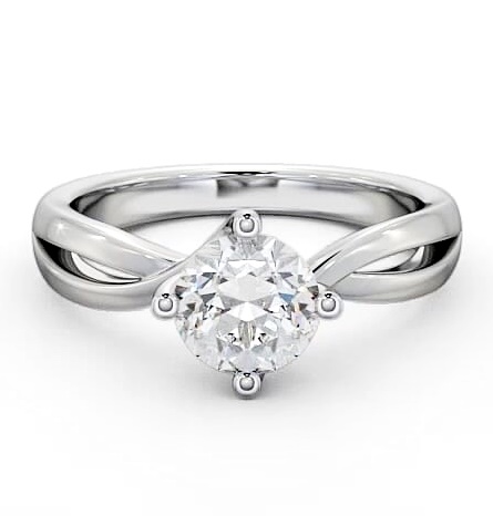 Round Diamond Open Band Engagement Ring Platinum Solitaire ENRD63_WG_THUMB2 