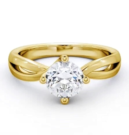 Round Diamond Open Band Engagement Ring 18K Yellow Gold Solitaire ENRD63_YG_THUMB2 