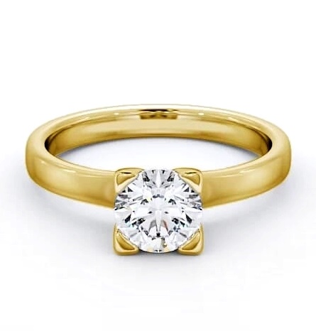 Round Diamond Modern Engagement Ring 18K Yellow Gold Solitaire ENRD6_YG_THUMB2 