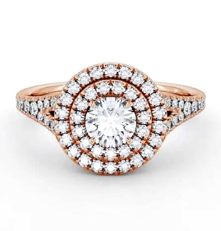 Halo Round Diamond Double Row Engagement Ring 18K Rose Gold ENRD70_RG_THUMB2 