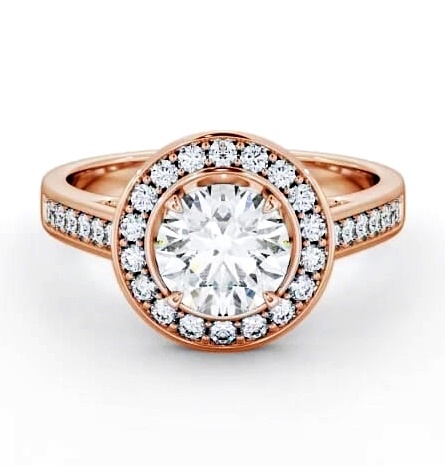 Halo Round Diamond Channel Set Engagement Ring 18K Rose Gold ENRD72_RG_THUMB2 