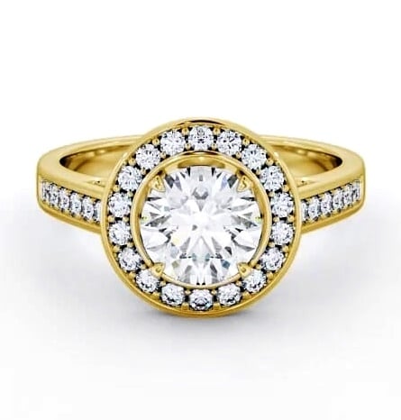 Halo Round Diamond Channel Set Engagement Ring 18K Yellow Gold ENRD72_YG_THUMB2 