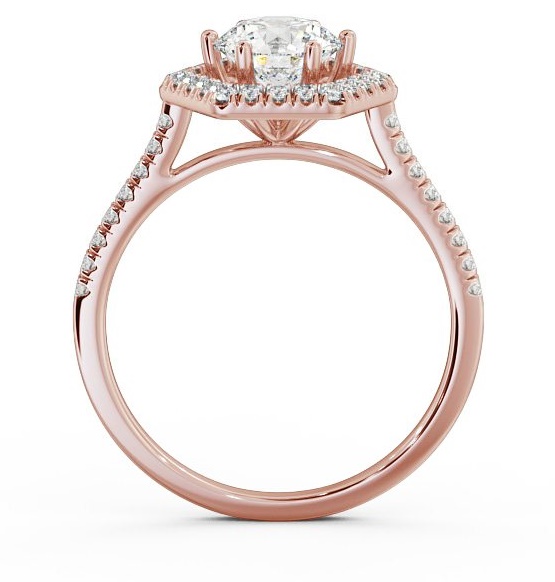 Halo Round Diamond Hexagon Design Engagement Ring 9K Rose Gold ENRD73_RG_THUMB1 