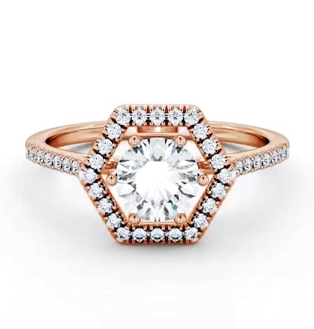 Halo Round Diamond Hexagon Design Engagement Ring 9K Rose Gold ENRD73_RG_THUMB2 