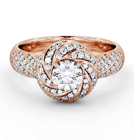 Halo 0.90ct Round Diamond Exquisite Engagement Ring 9K Rose Gold ENRD74_RG_THUMB2 