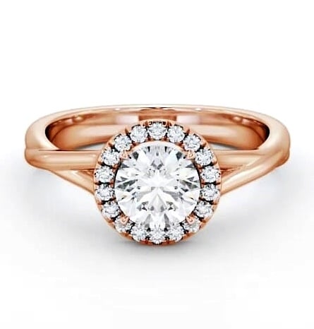 Halo Round Diamond Crossover Band Engagement Ring 9K Rose Gold ENRD76_RG_THUMB1