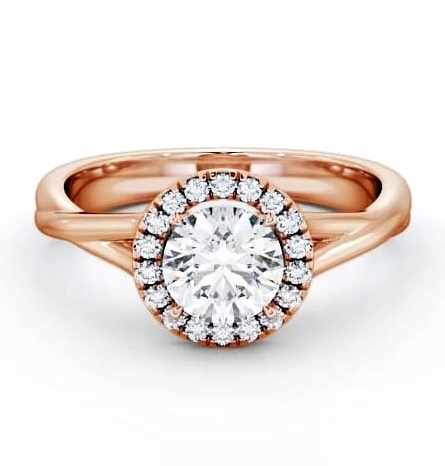 Halo Round Diamond Crossover Band Engagement Ring 9K Rose Gold ENRD76_RG_THUMB2 