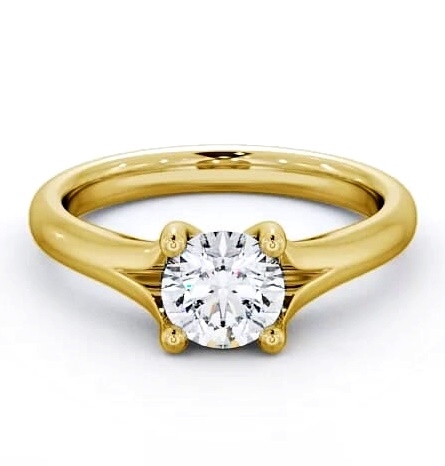 Round Diamond Split Band Engagement Ring 18K Yellow Gold Solitaire ENRD7_YG_THUMB2 