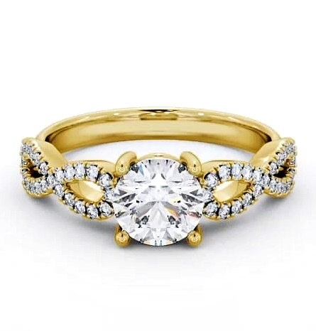 Round Diamond Infinity Style Band Ring 9K Yellow Gold Solitaire ENRD84_YG_THUMB2 