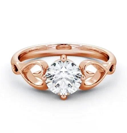 Round Diamond with Heart Band Engagement Ring 9K Rose Gold Solitaire ENRD85_RG_THUMB2 