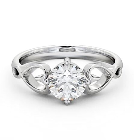 Round Diamond with Heart Band Engagement Ring Platinum Solitaire ENRD85_WG_THUMB2 