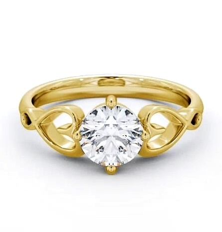 Round Diamond with Heart Band Ring 18K Yellow Gold Solitaire ENRD85_YG_THUMB2 