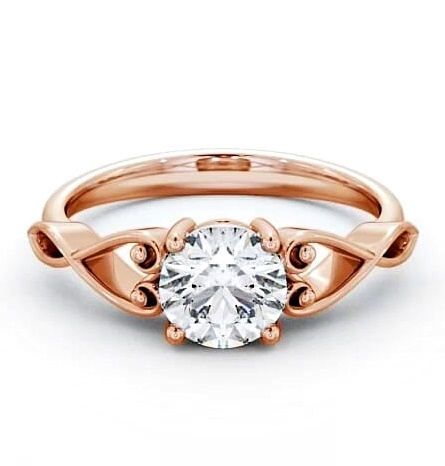 Round Diamond with Heart Band Engagement Ring 18K Rose Gold Solitaire ENRD86_RG_THUMB1