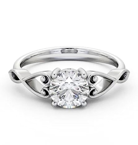 Round Diamond with Heart Band Engagement Ring 18K White Gold Solitaire ENRD86_WG_THUMB2 