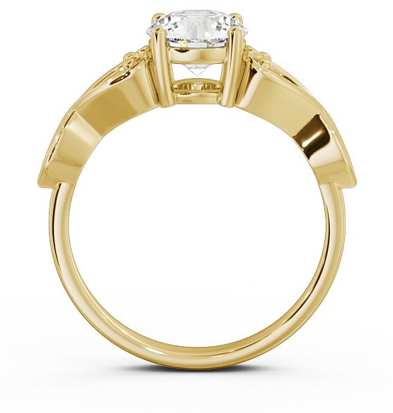 Round Diamond with Heart Band Engagement Ring 9K Yellow Gold Solitaire ENRD86_YG_THUMB1 