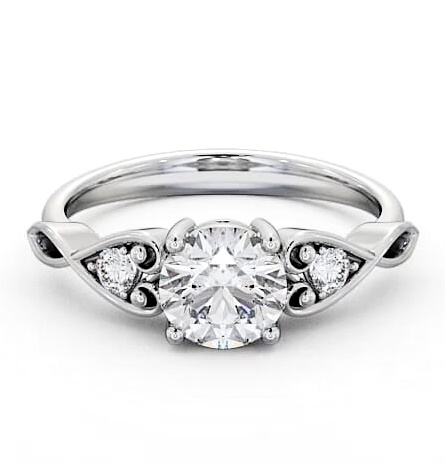 Marquise Diamond with Heart Band Ring 9K White Gold Solitaire ENRD86S_WG_THUMB2 