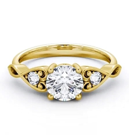 Marquise Diamond with Heart Band Ring 18K Yellow Gold Solitaire ENRD86S_YG_THUMB2 