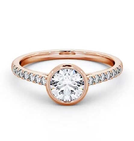 Round Diamond Bezel Set Engagement Ring 18K Rose Gold Solitaire ENRD88S_RG_THUMB1